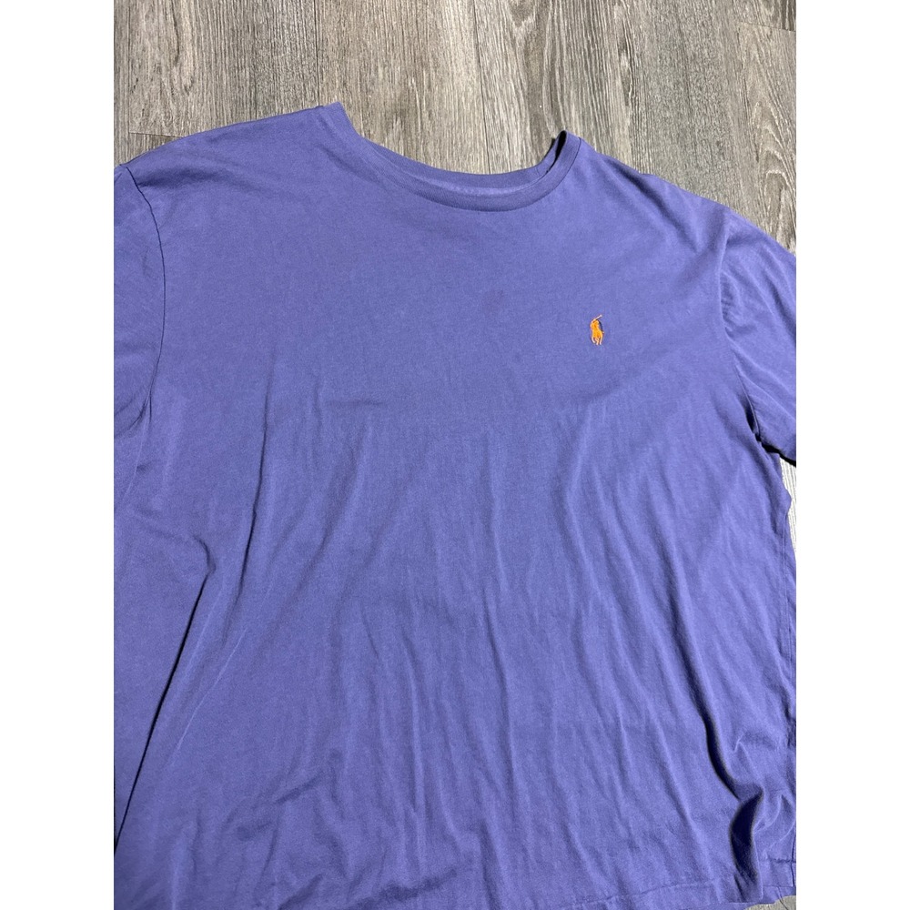 Polo Ralph Lauren Mens XL Purple Short Sleeve T-Shirt Orange Pony Logo RN41381